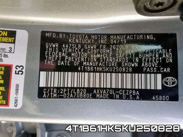 4T1B61HK5KU250828 фото 2
