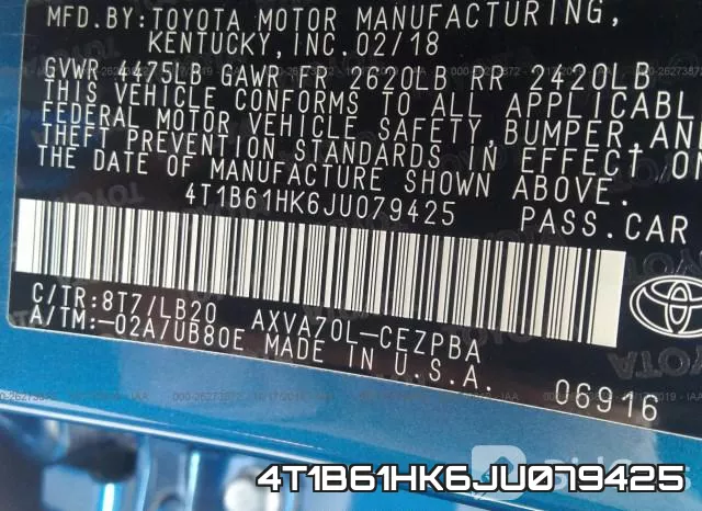 4T1B61HK6JU079425 фото 10