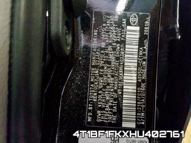 4T1BF1FKXHU402761 фото 2