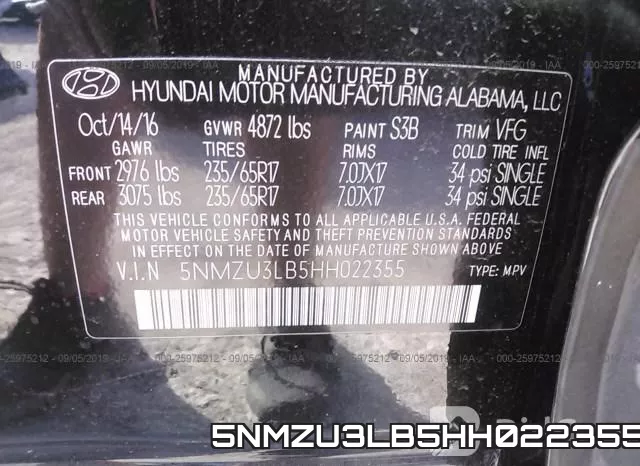 5NMZU3LB5HH022355 фото 8