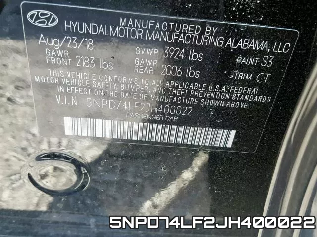 5NPD74LF2JH400022 фото 2