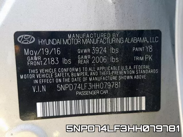 5NPD74LF3HH079781 фото 2