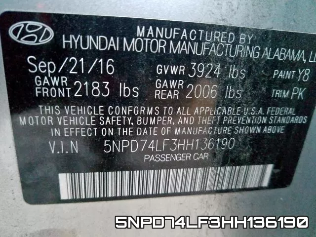 5NPD74LF3HH136190 фото 2