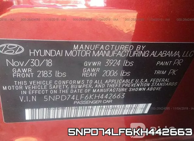 5NPD74LF6KH442663 фото 10