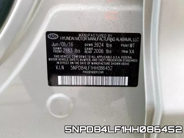 5NPD84LF1HH086452 фото 2