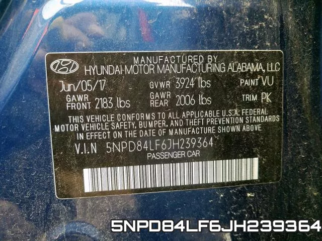 5NPD84LF6JH239364 фото 2