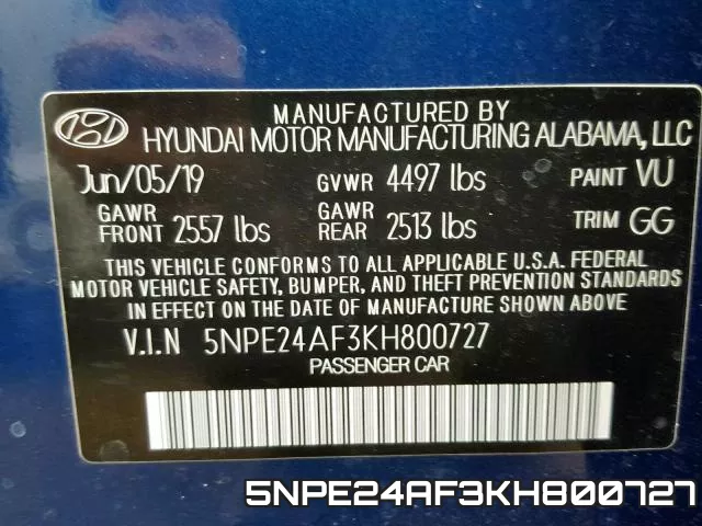 5NPE24AF3KH800727 фото 2