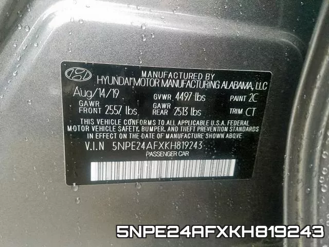 5NPE24AFXKH819243 фото 2