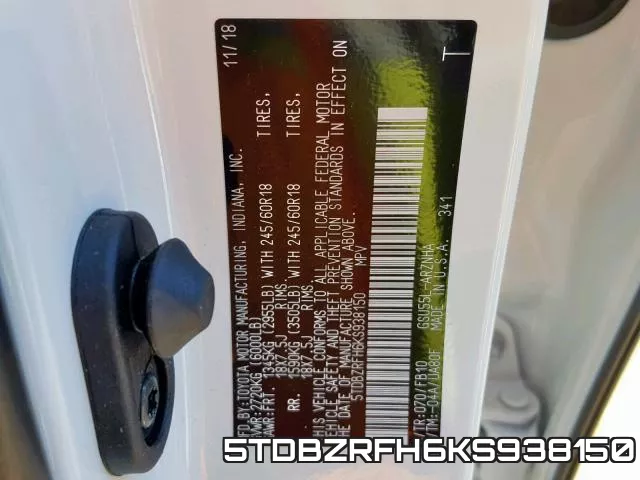 5TDBZRFH6KS938150 фото 2