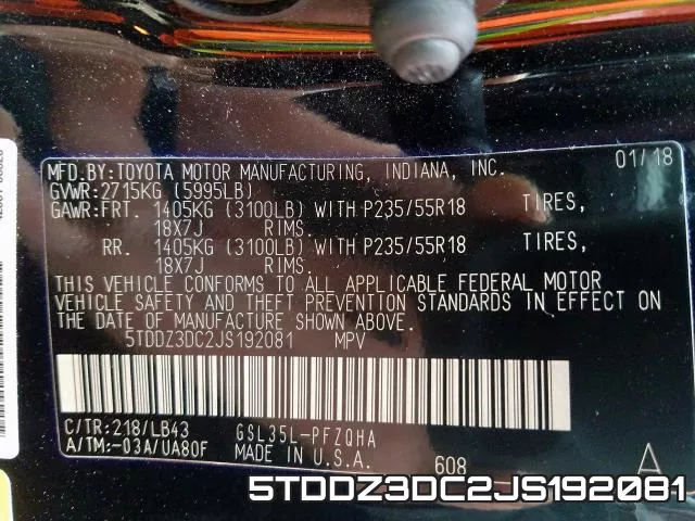 5TDDZ3DC2JS192081 фото 2