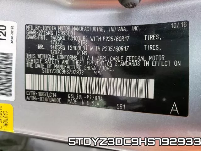 5TDYZ3DC9HS792933 фото 2