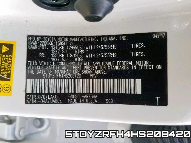 5TDYZRFH4HS208420 фото 2