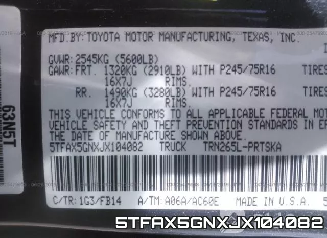 5TFAX5GNXJX104082 фото 10