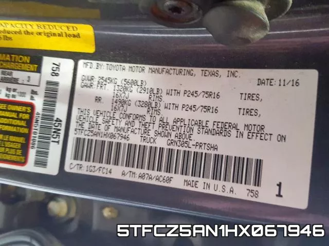 5TFCZ5AN1HX067946 фото 2