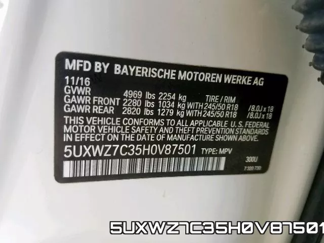 5UXWZ7C35H0V87501 фото 2