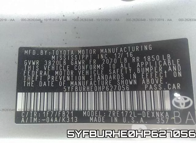 5YFBURHE0HP627056 фото 10