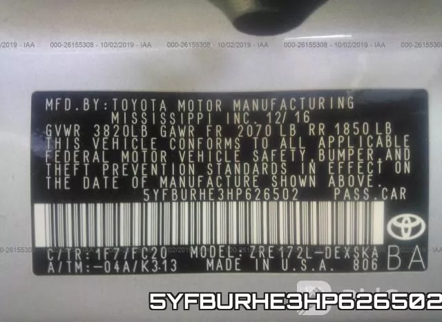 5YFBURHE3HP626502 фото 10