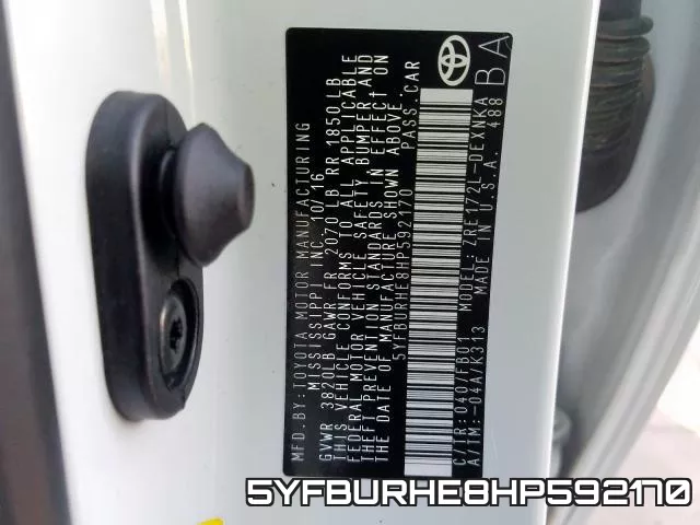 5YFBURHE8HP592170 фото 2