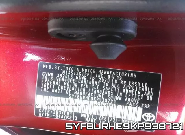 5YFBURHE9KP938721 фото 7