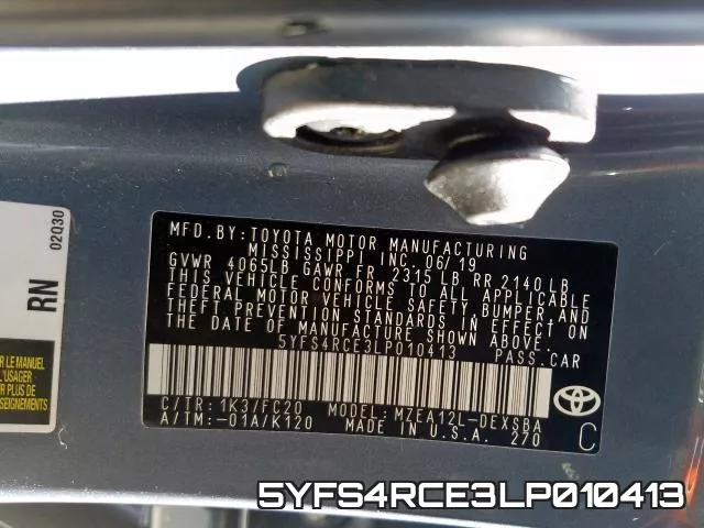 5YFS4RCE3LP010413 фото 2