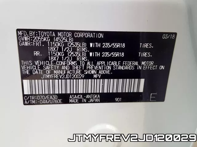 JTMYFREV2JD120029 фото 2