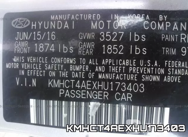 KMHCT4AEXHU173403 фото 9