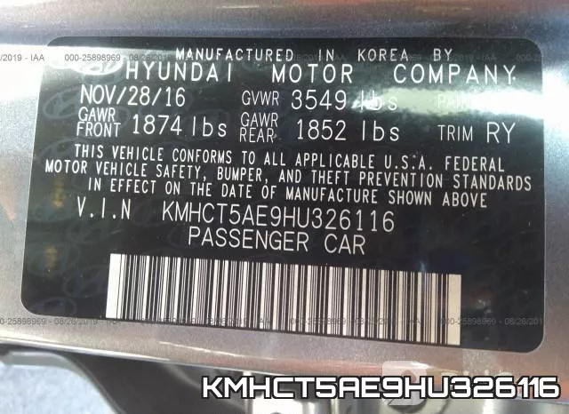 KMHCT5AE9HU326116 фото 9