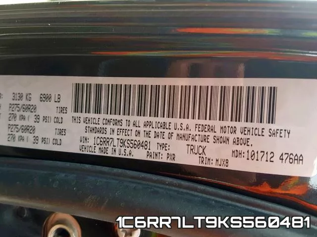 1C6RR7LT9KS560481 фото 2