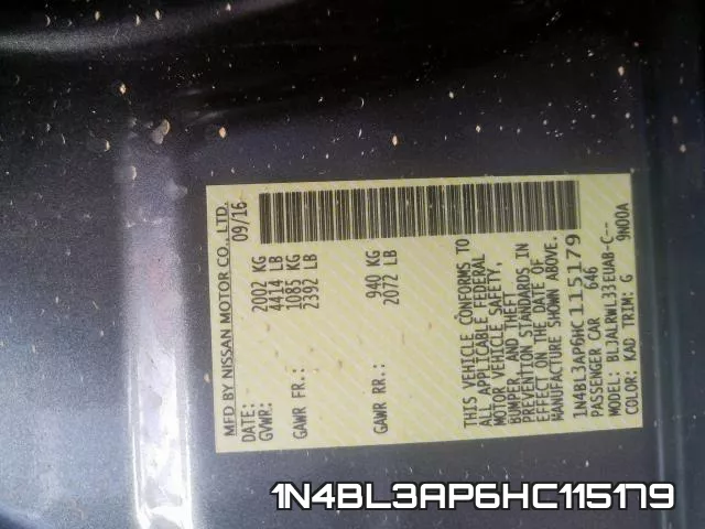 1N4BL3AP6HC115179 фото 2