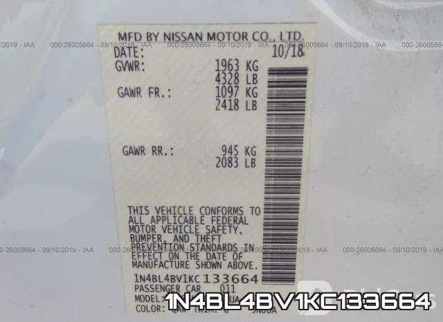 1N4BL4BV1KC133664 фото 7
