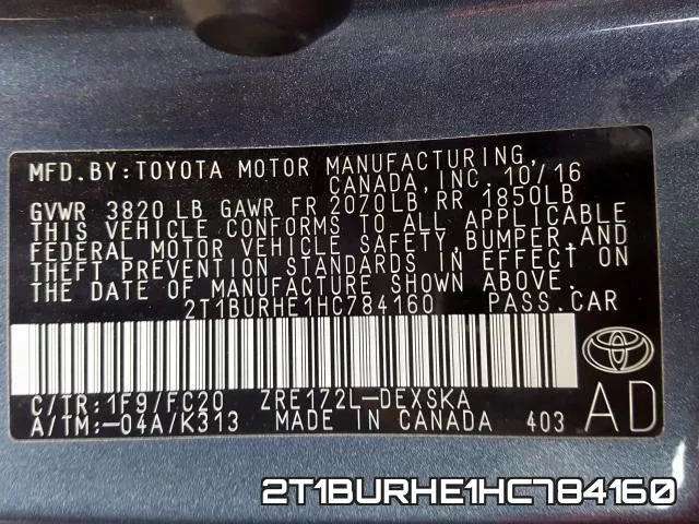 2T1BURHE1HC784160 фото 2