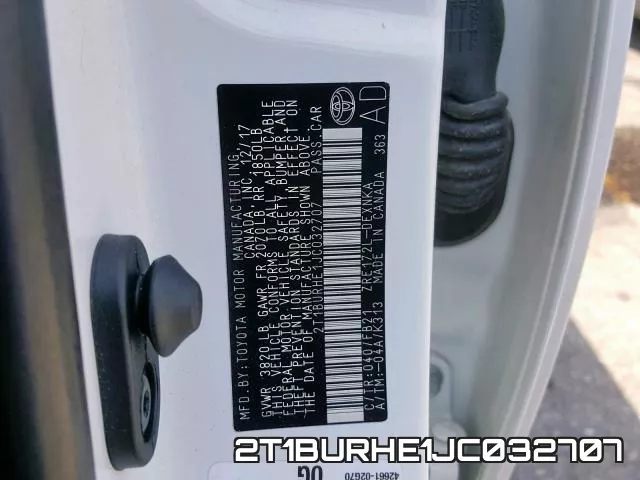 2T1BURHE1JC032707 фото 2