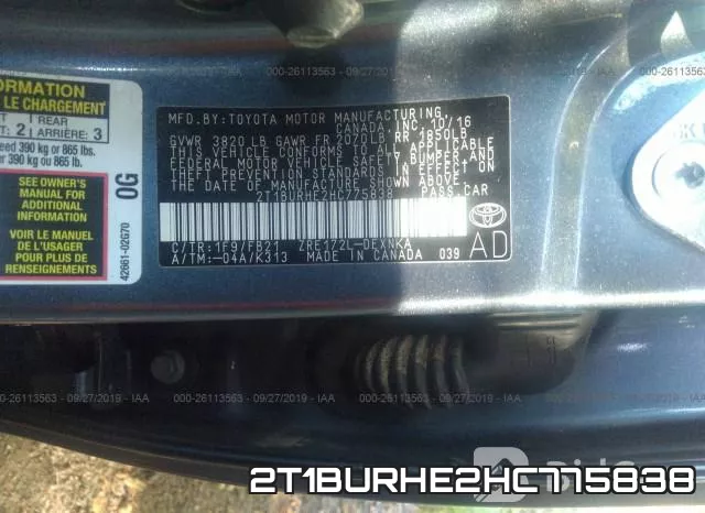 2T1BURHE2HC775838 фото 9