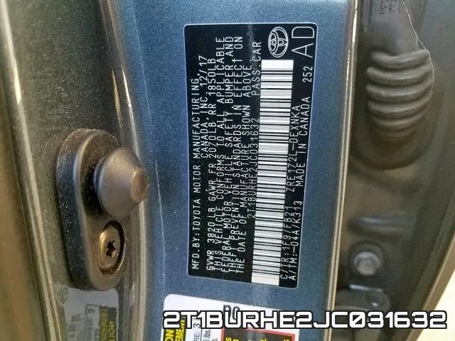 2T1BURHE2JC031632 фото 2
