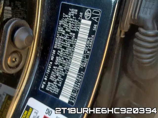 2T1BURHE6HC920394 фото 2