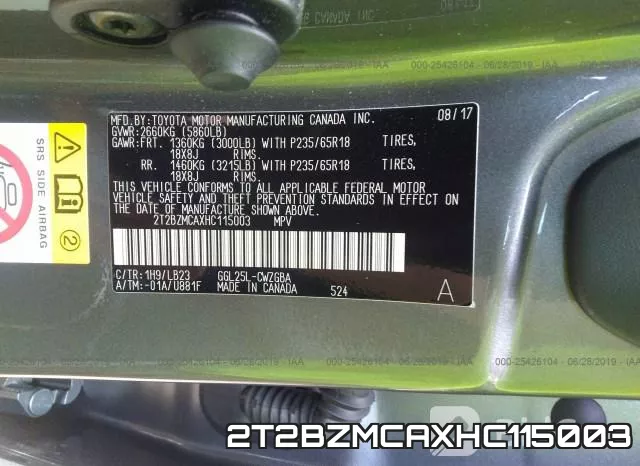2T2BZMCAXHC115003 фото 9