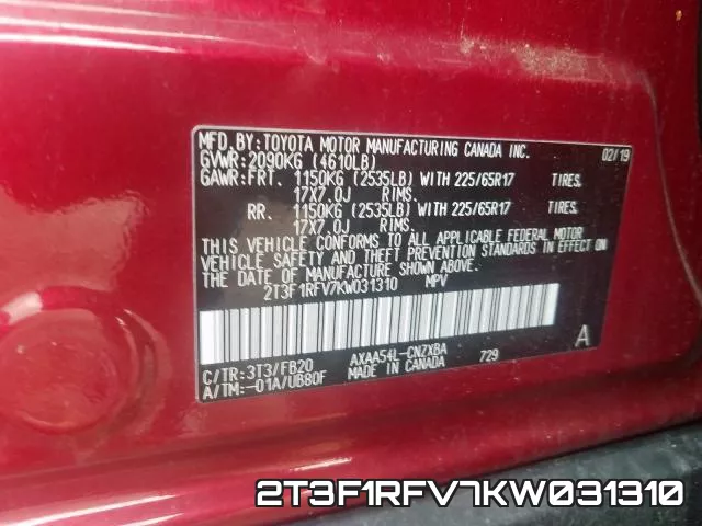 2T3F1RFV7KW031310 фото 2