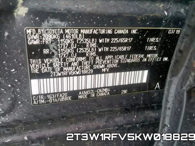 2T3W1RFV5KW018829 фото 2