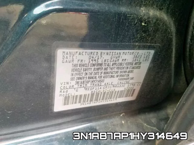 3N1AB7AP1HY314649 фото 2