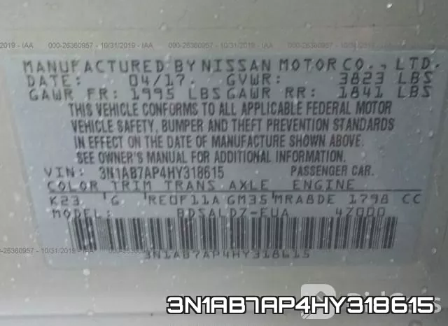 3N1AB7AP4HY318615 фото 9