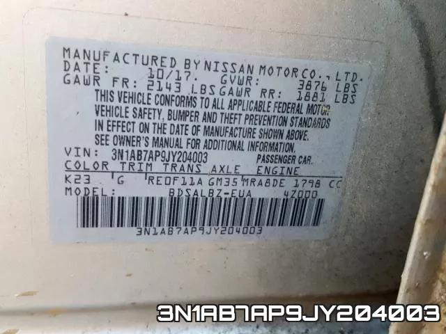3N1AB7AP9JY204003 фото 2