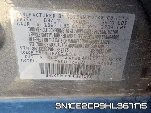3N1CE2CP9HL367175 фото 2