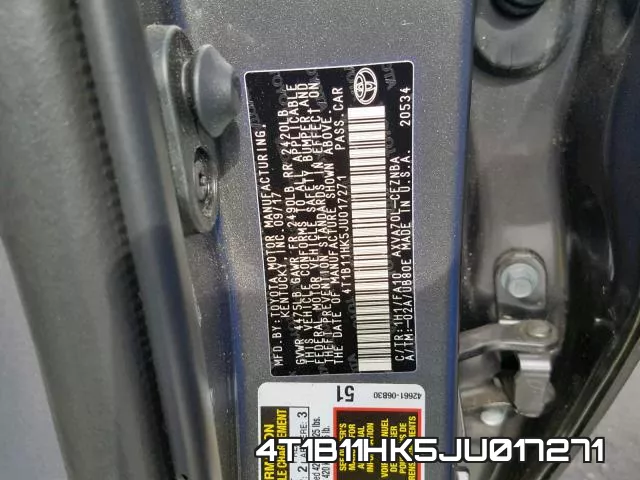 4T1B11HK5JU017271 фото 2
