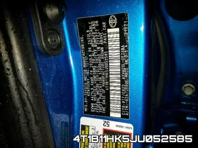 4T1B11HK5JU052585 фото 2