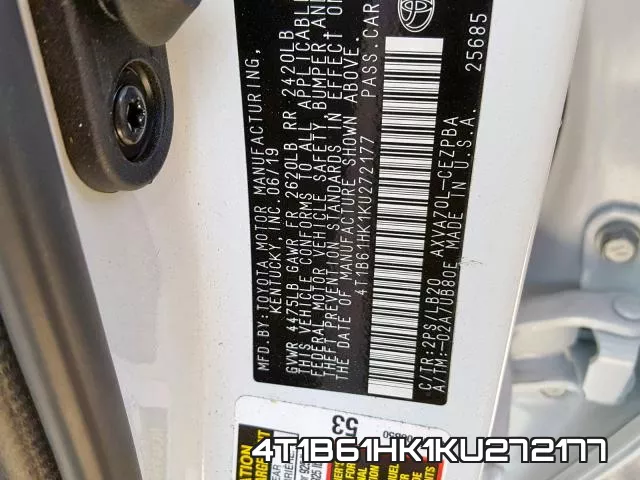 4T1B61HK1KU272177 фото 2
