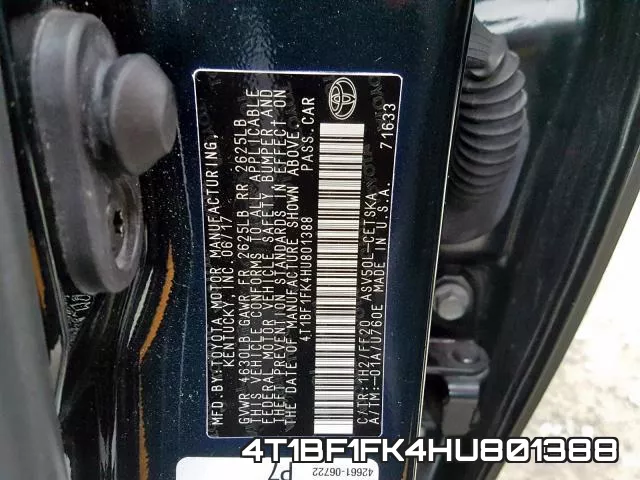 4T1BF1FK4HU801388 фото 2