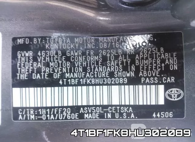 4T1BF1FK8HU302089 фото 10