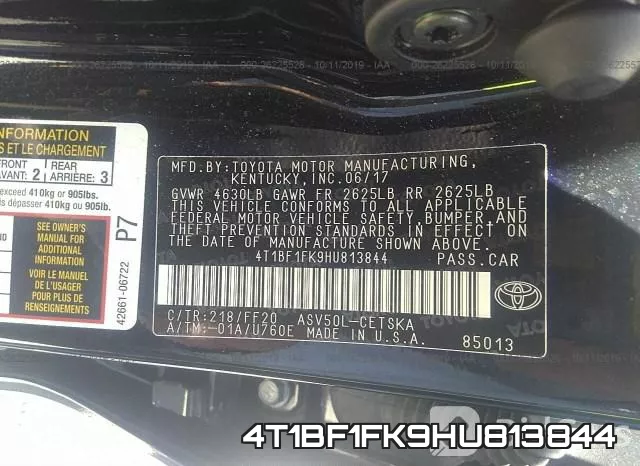 4T1BF1FK9HU813844 фото 10