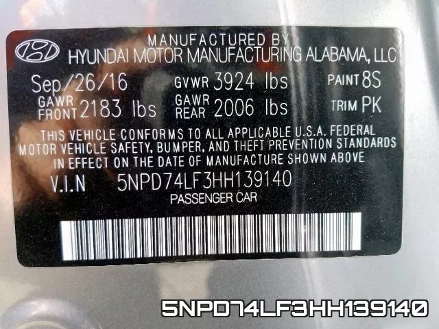 5NPD74LF3HH139140 фото 2