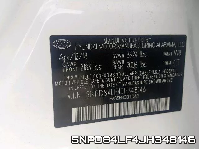 5NPD84LF4JH348146 фото 2